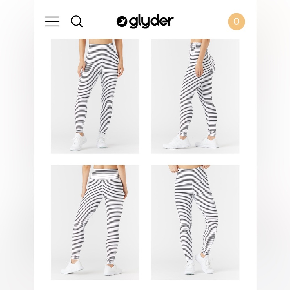 NWT Glyder High Power Legging: White / Black Stripe